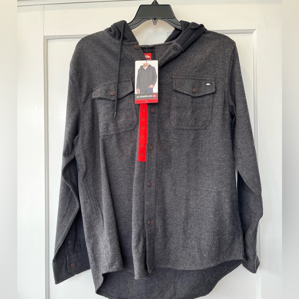 Quiksilver Men's Gray Hooded Flannel Jacket NWT Size Medium